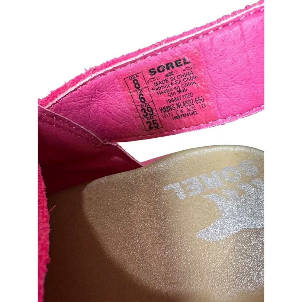 Sorel Hot Pink Suede Platform Wedge Sandals Size 8